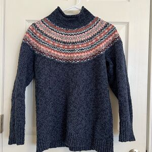 L.L. Bean Cotton Fair Isle Navy Sweater